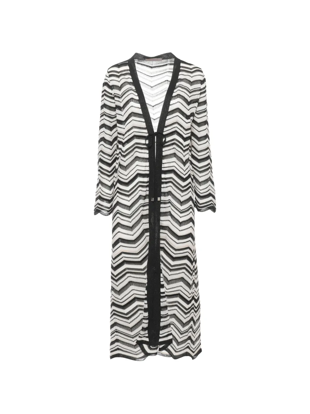 D.Exterior chevron-knit cardigan - Bianco
