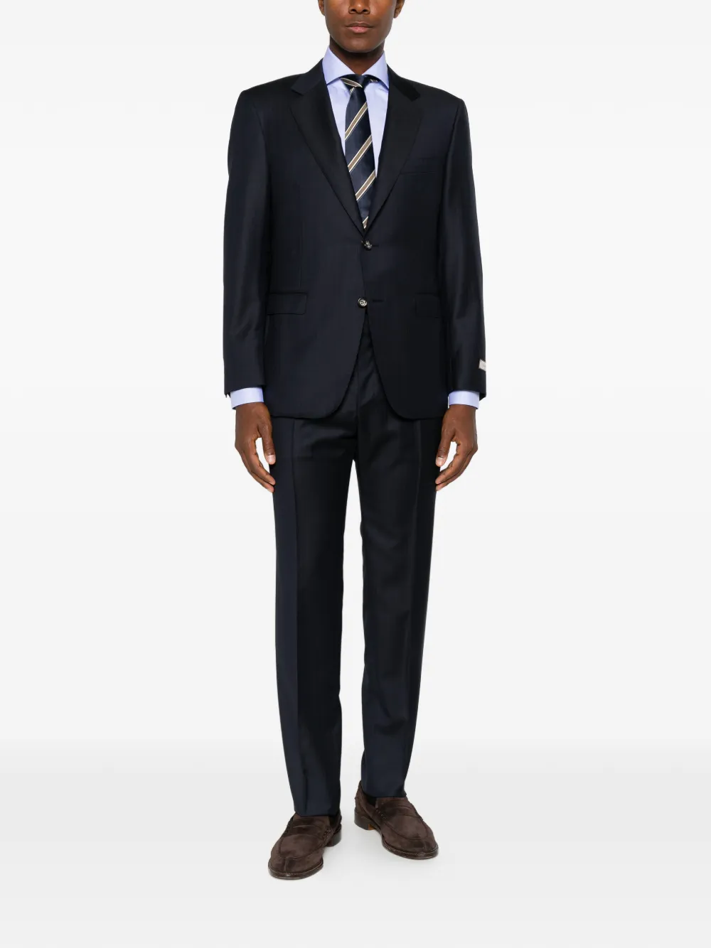 Canali Pinstripe-pattern Single-breasted Suit In Blue