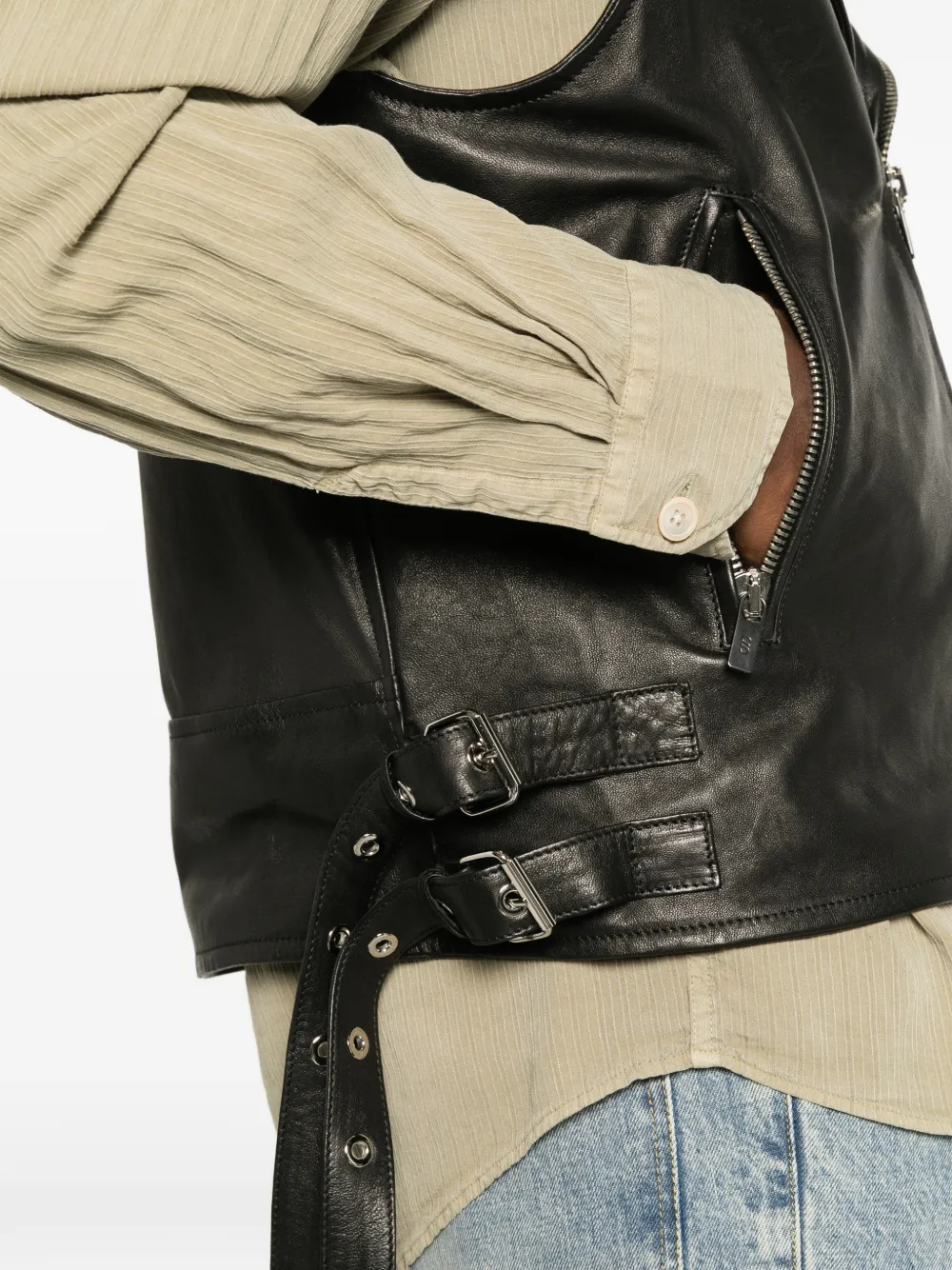 Salvatore Santoro Leren bikerjack Zwart