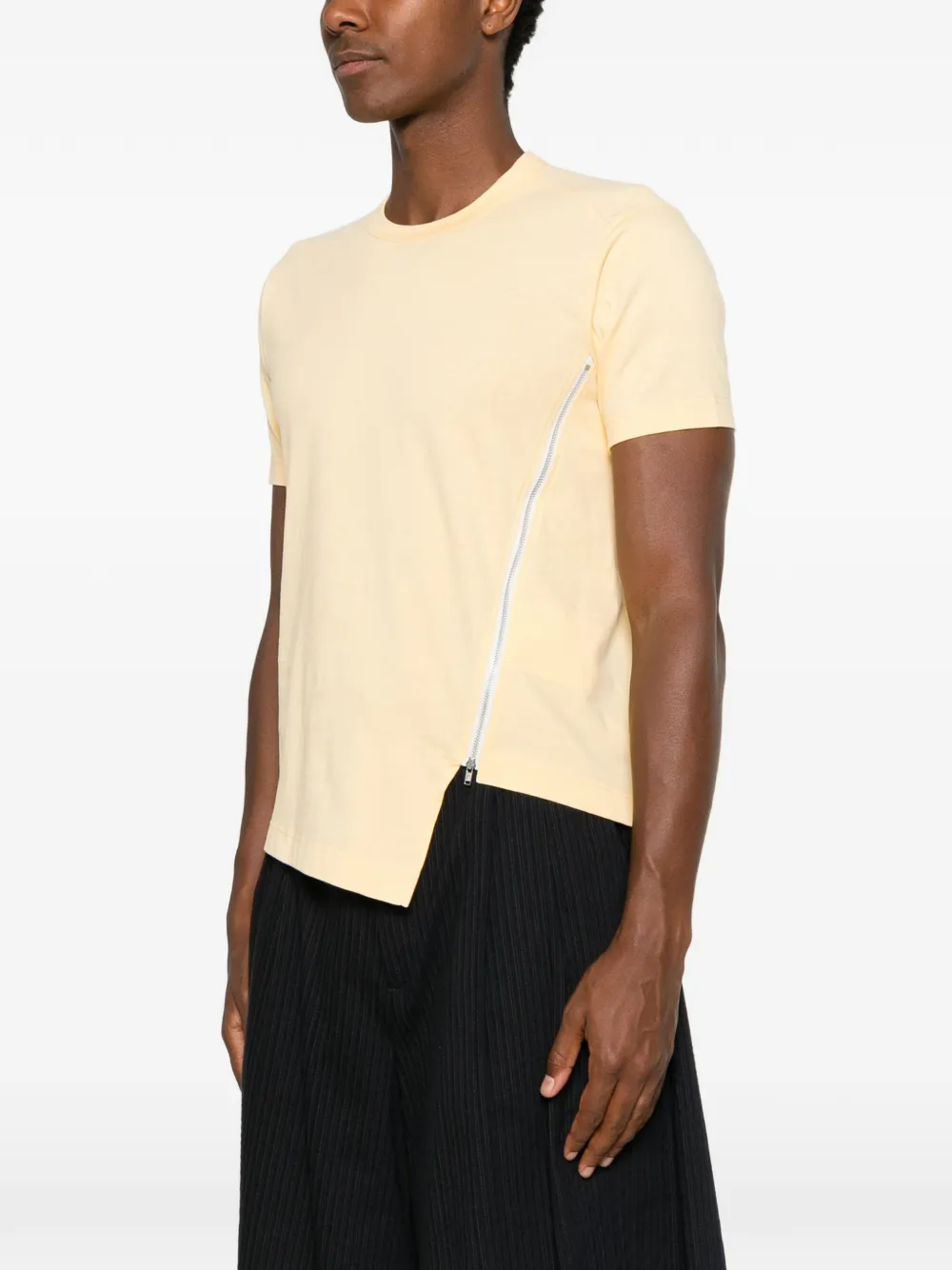 Comme Des Garçons Shirt Asymmetrisch T-shirt met rits-detail Oranje
