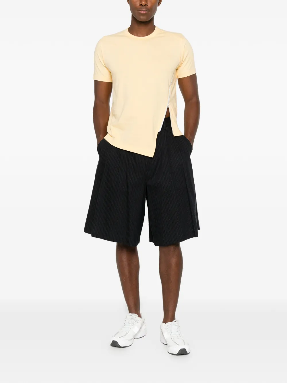Comme Des Garçons Shirt Asymmetrisch T-shirt met rits-detail Oranje