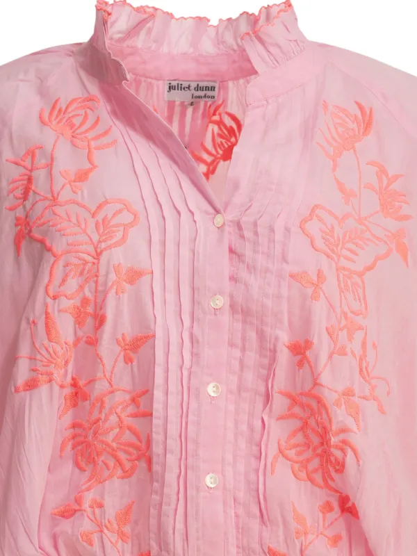 juliet dunn embroidered cotton poplin mini dress Embroidered cotton poplin minidress in pink - Juliet Dunn