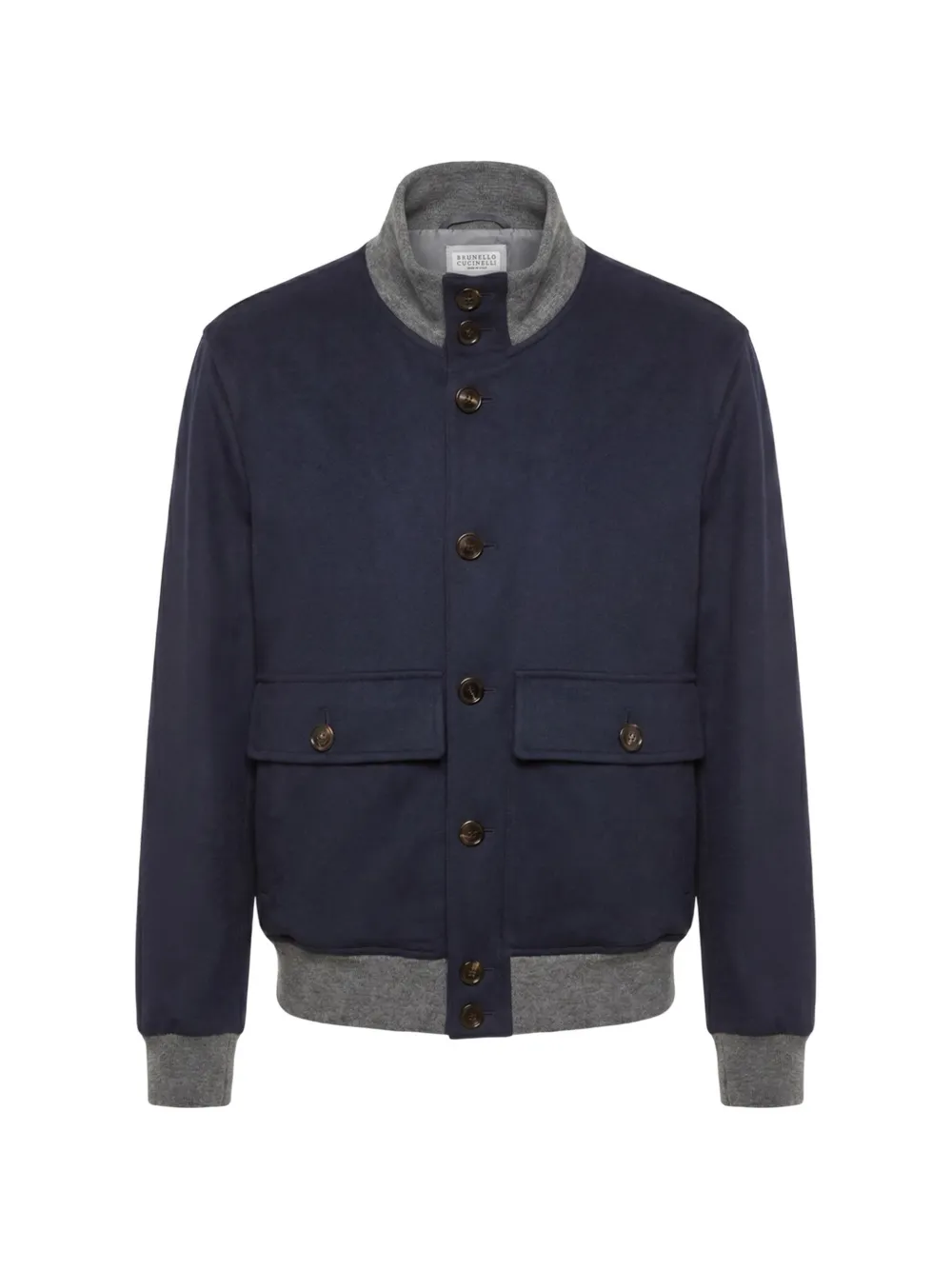 Brunello Cucinelli contrast-trim button-up jacket - Blau
