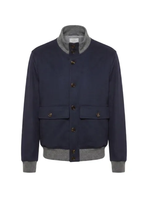 Brunello Cucinelli contrast-trim button-up jacket