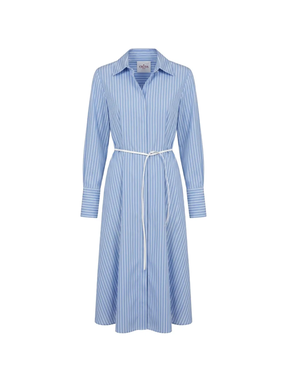 CRIDA Baldo striped belted shirt midi dress - Blu