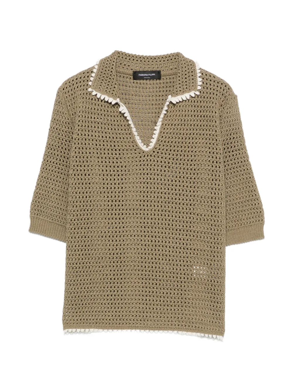 Fabiana Filippi crochet-knit short-sleeve sweater - Verde