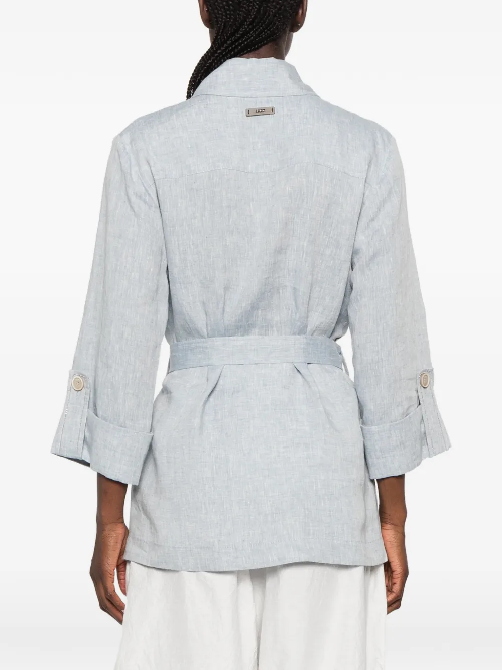 Peserico Shirtjack met ceintuur en knopen Blauw