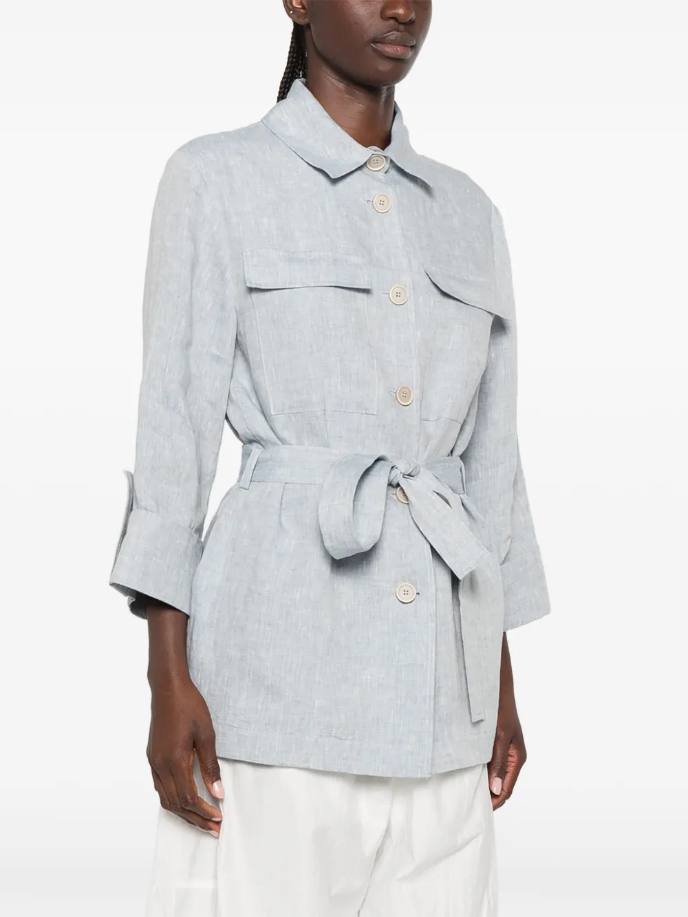 Peserico Shirtjack met ceintuur en knopen Blauw