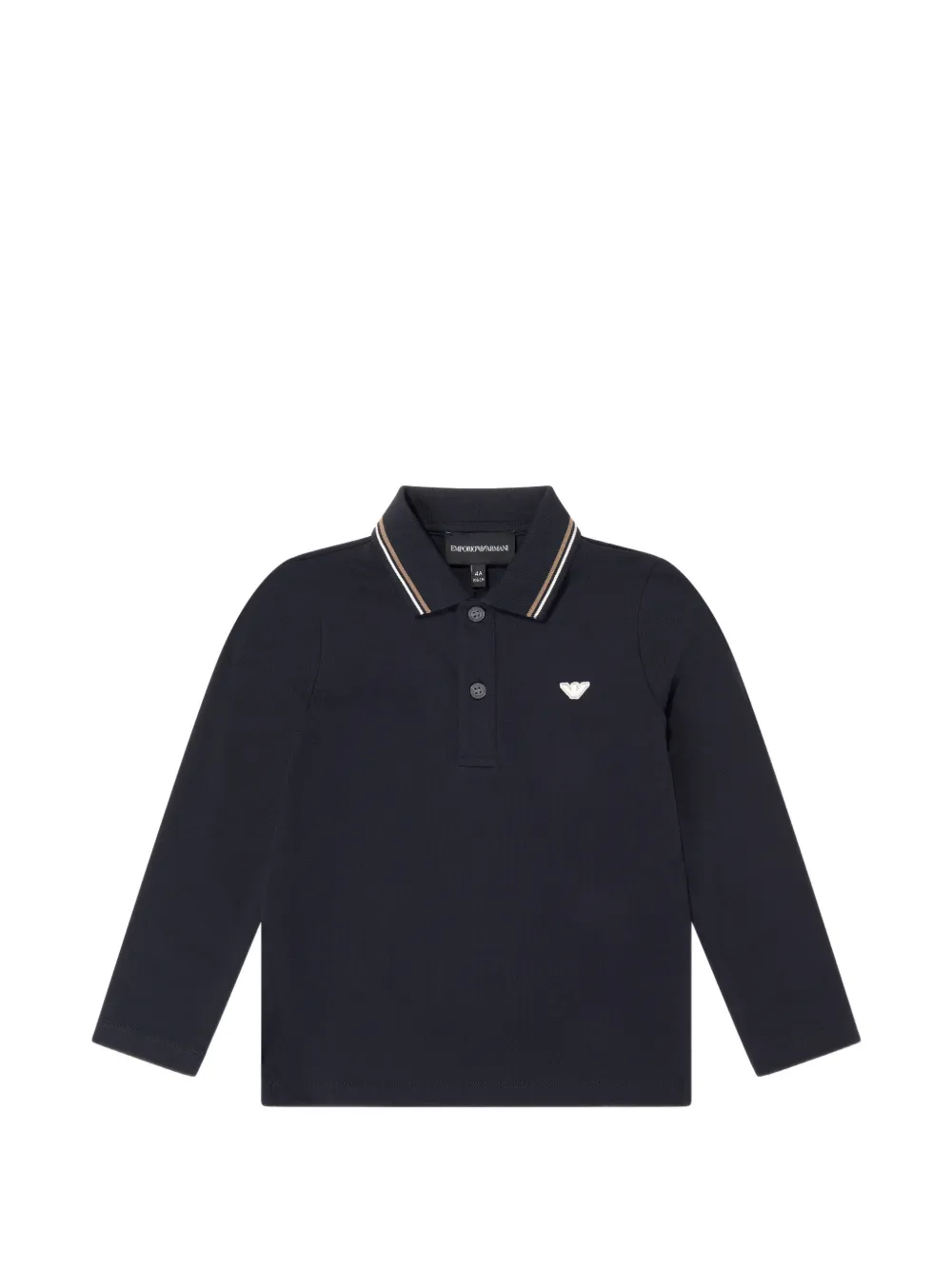 Emporio Armani Kids logo-patch long-sleeve polo shirt - Blu