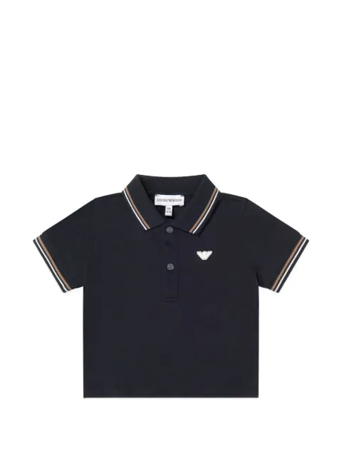 Emporio Armani Kids logo-patch striped-trim polo shirt