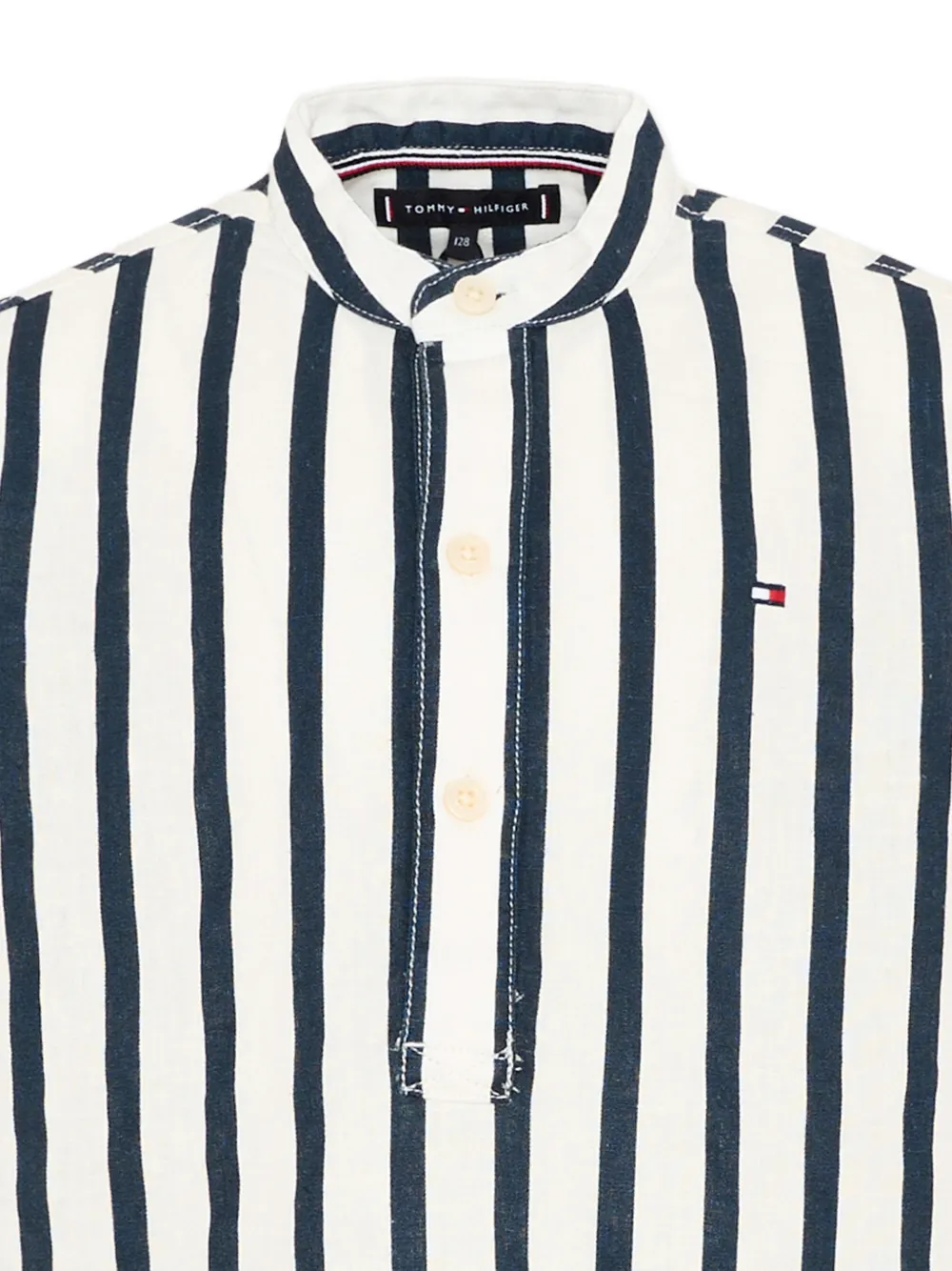 Tommy Hilfiger Junior Gestreept overhemd met opstaande kraag Beige