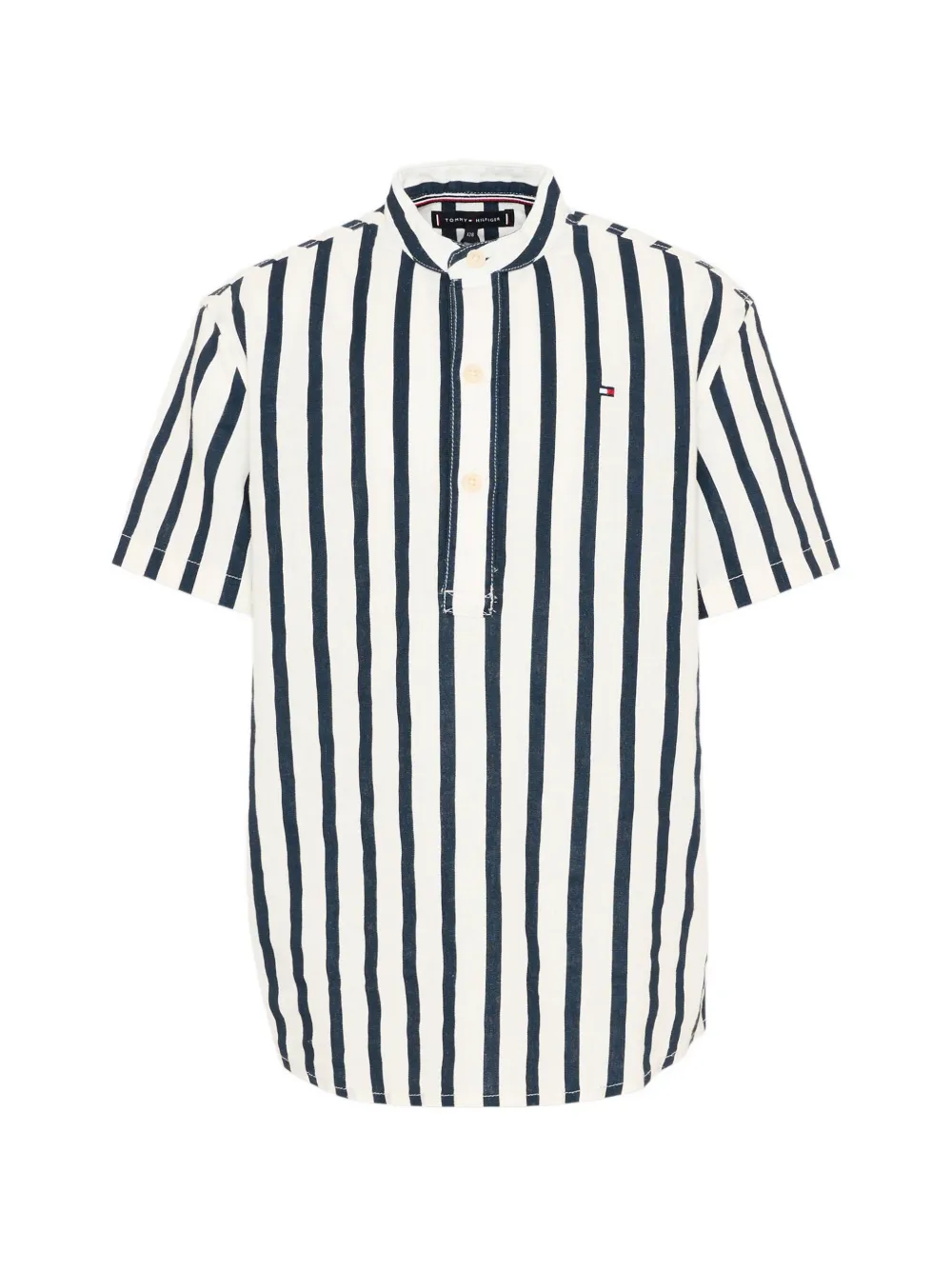 Tommy Hilfiger Junior striped grandad-collar shirt - Neutrals