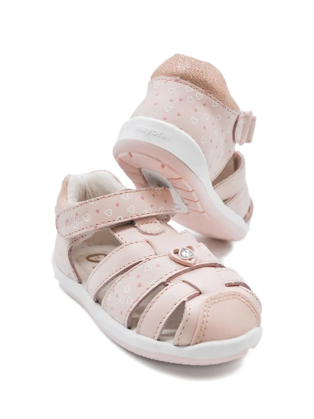 Mayoral Sneakers met klittenband en hartprint Roze