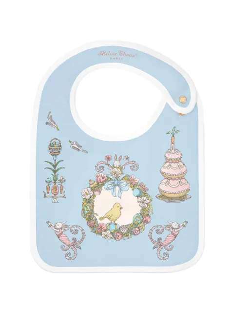 Atelier Choux Spring Bunny illustration-print bib