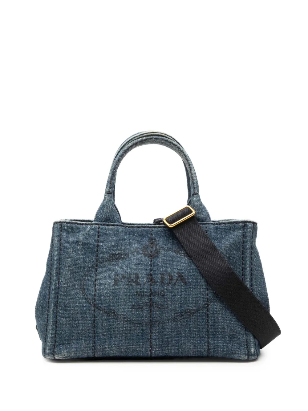 Prada Pre-Owned 2013-2026 Small Denim Canapa Logo satchel - Blu