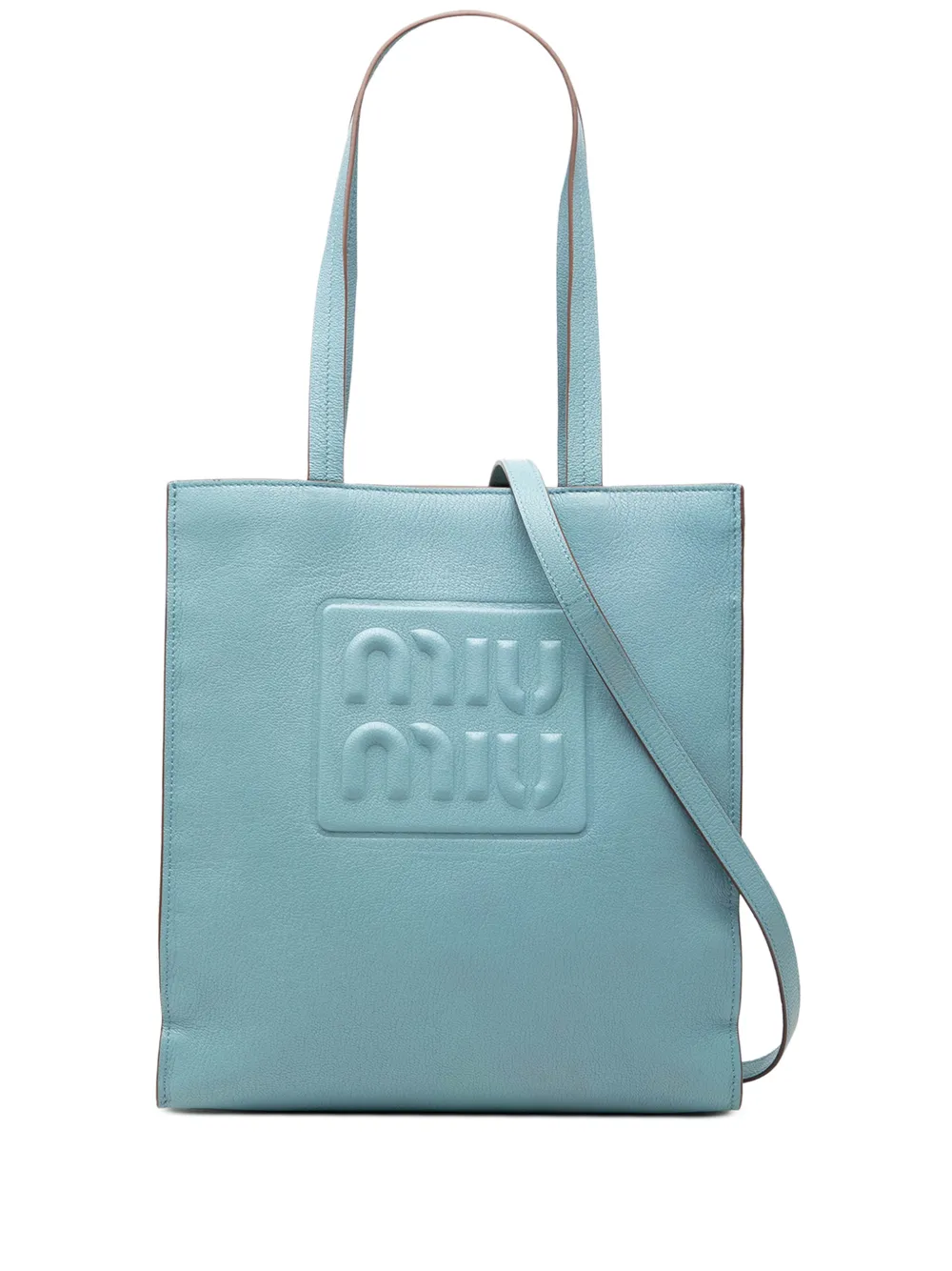 Miu Miu Pre-Owned 2010-2026 Goatskin Madras Embossed Logo satchel - Blu
