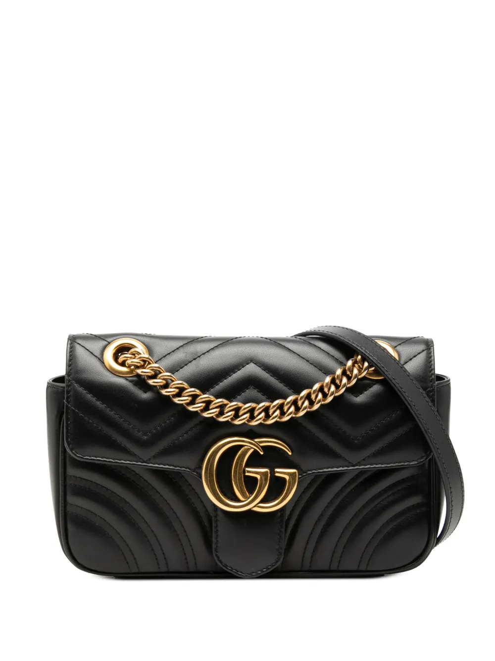 Gucci Pre-Owned 2016-2026 Small GG Marmont Matelasse Leather shoulder bag - Black