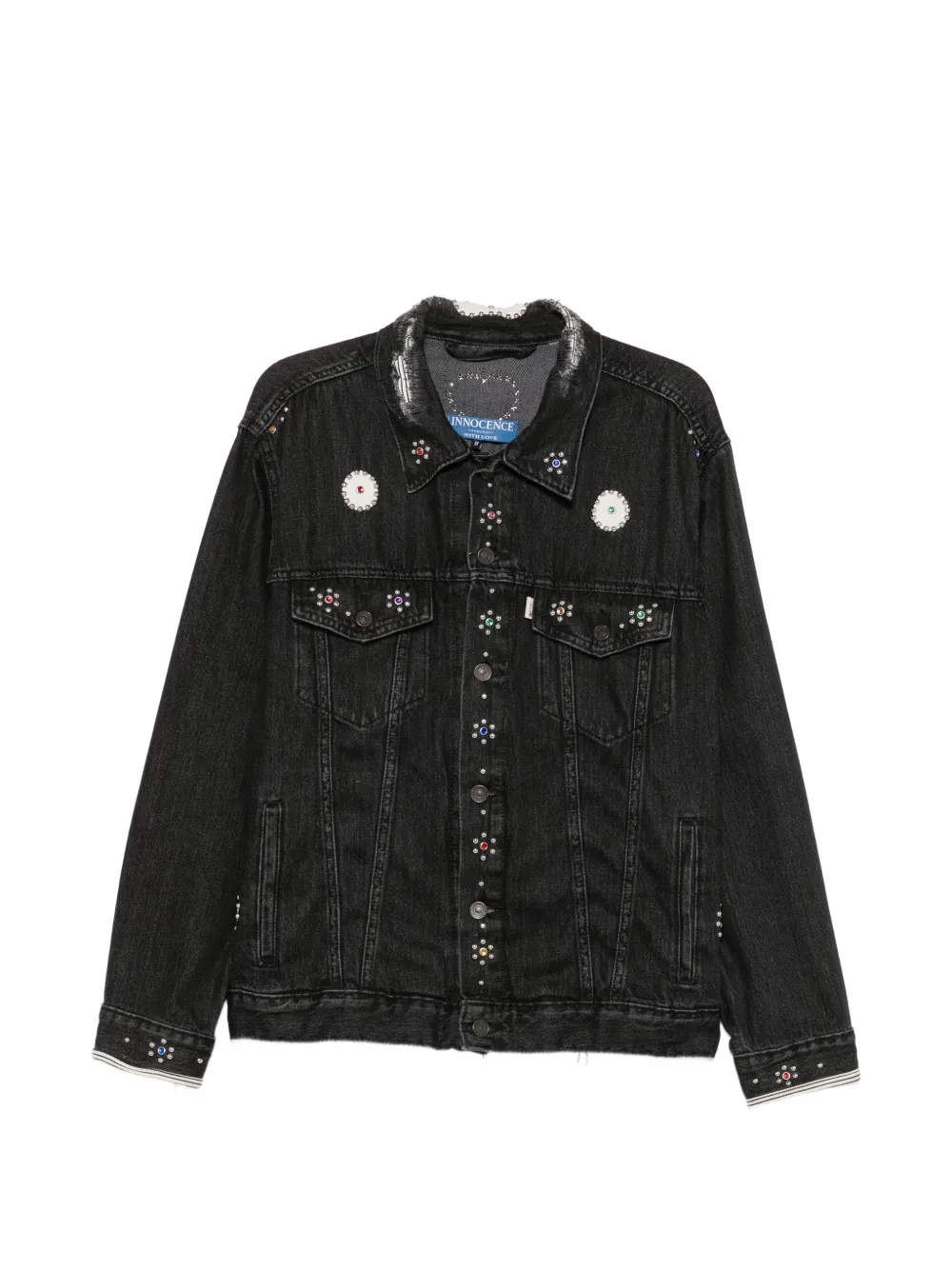 INNOCENCE NYC flower-studs denim jacket - Schwarz