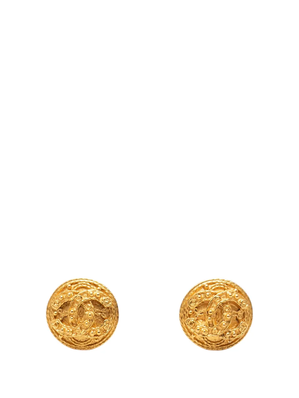 CHANEL Pre-Owned 1994 CC Gold Plated Round Clip On Earrings costume earrings - Oro