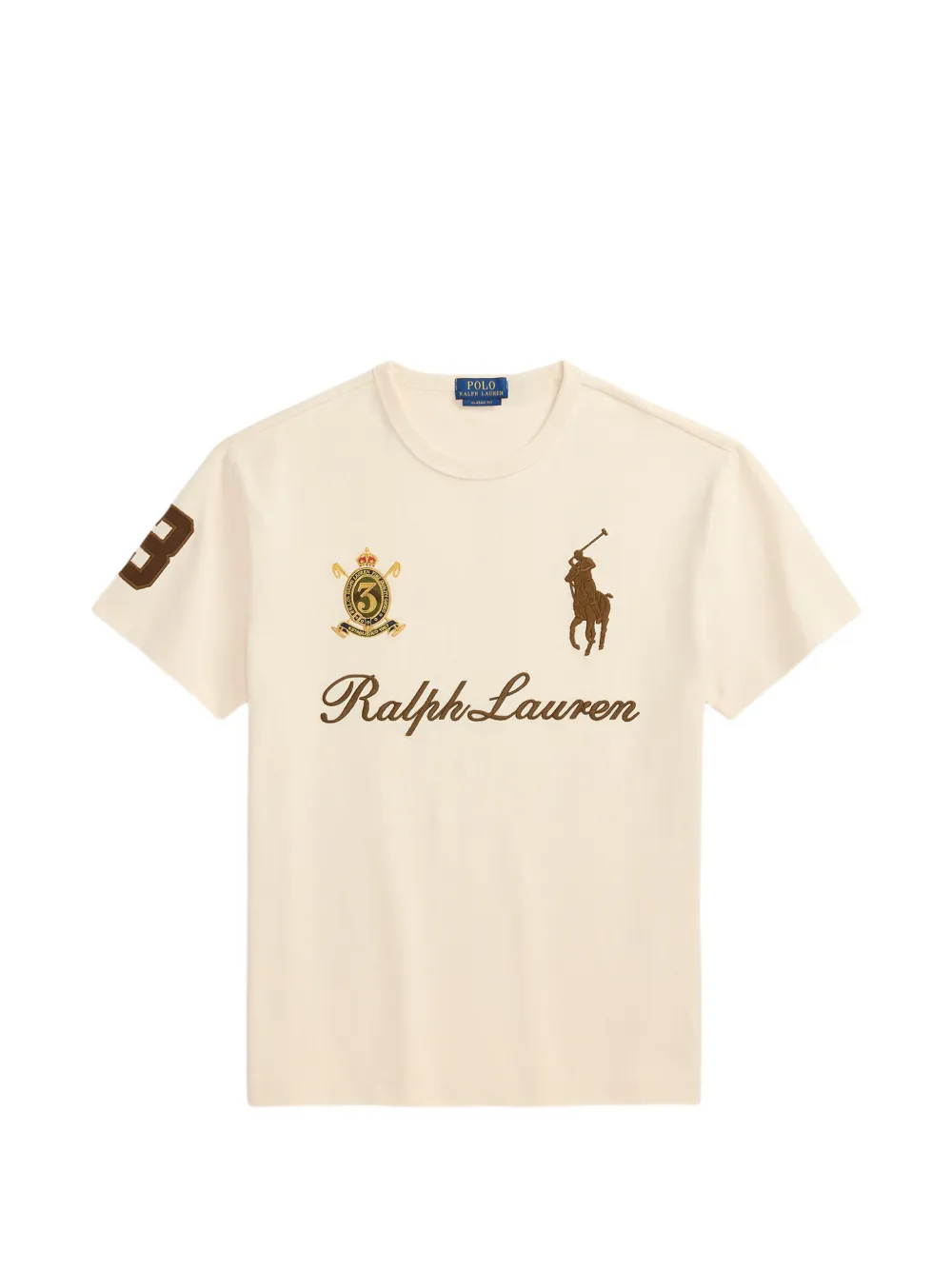 Polo Ralph Lauren logo-embroidered crest-patch T-shirt - Nude