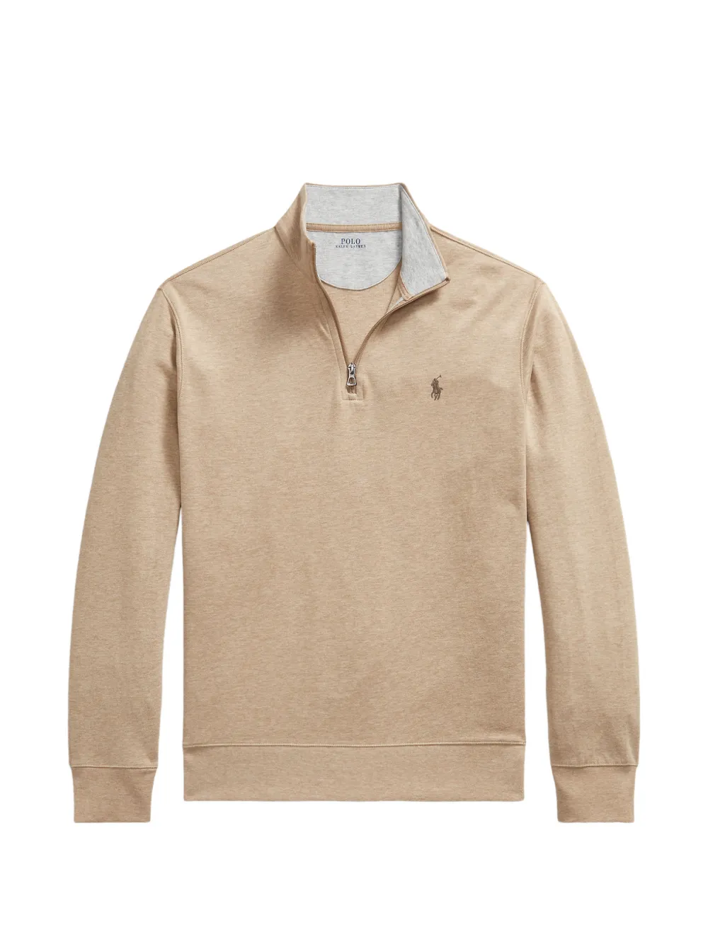 Polo Ralph Lauren quarter-zip embroidered-logo sweater - Nude