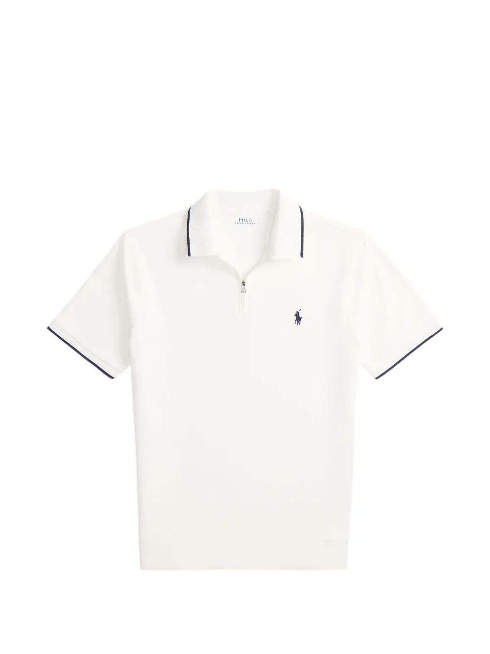 Polo Ralph Lauren Poloshirt mit Reißverschluss und Kontrastbesatz - Weiß