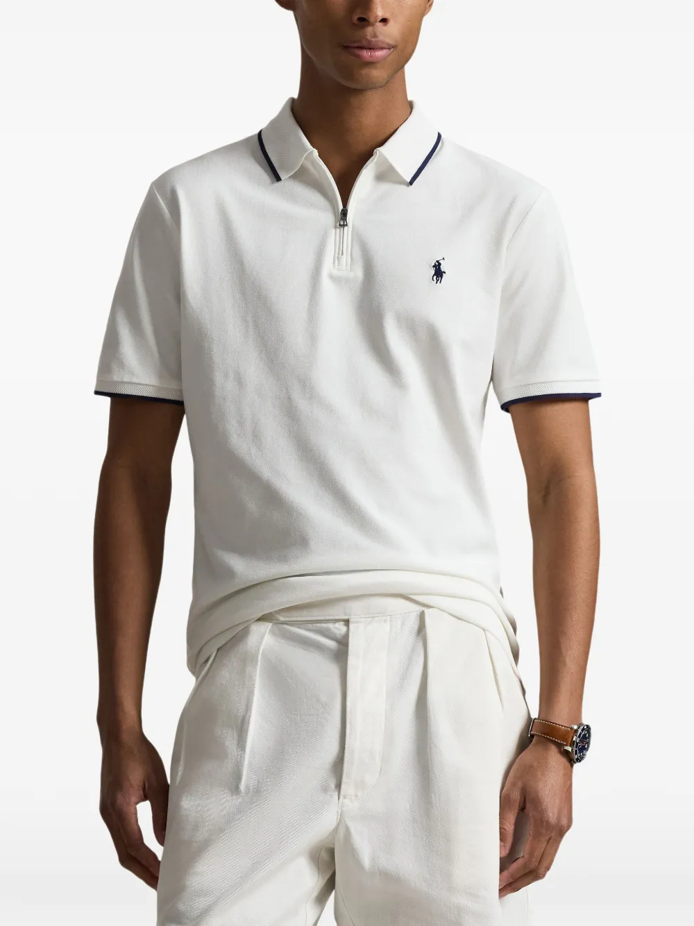 Polo Ralph Lauren zip-fastening contrast-trim Polo Shirt | White