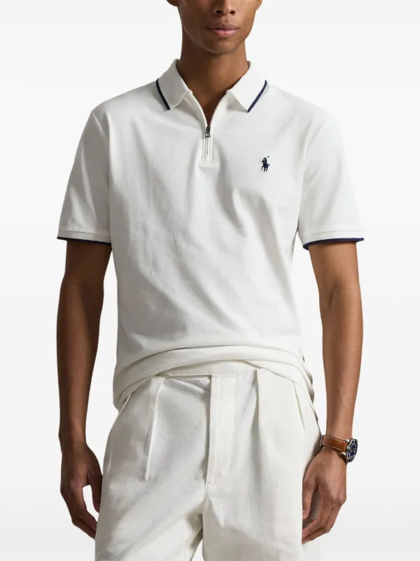 Polo Ralph Lauren zip-fastening contrast-trim Polo Shirt | White