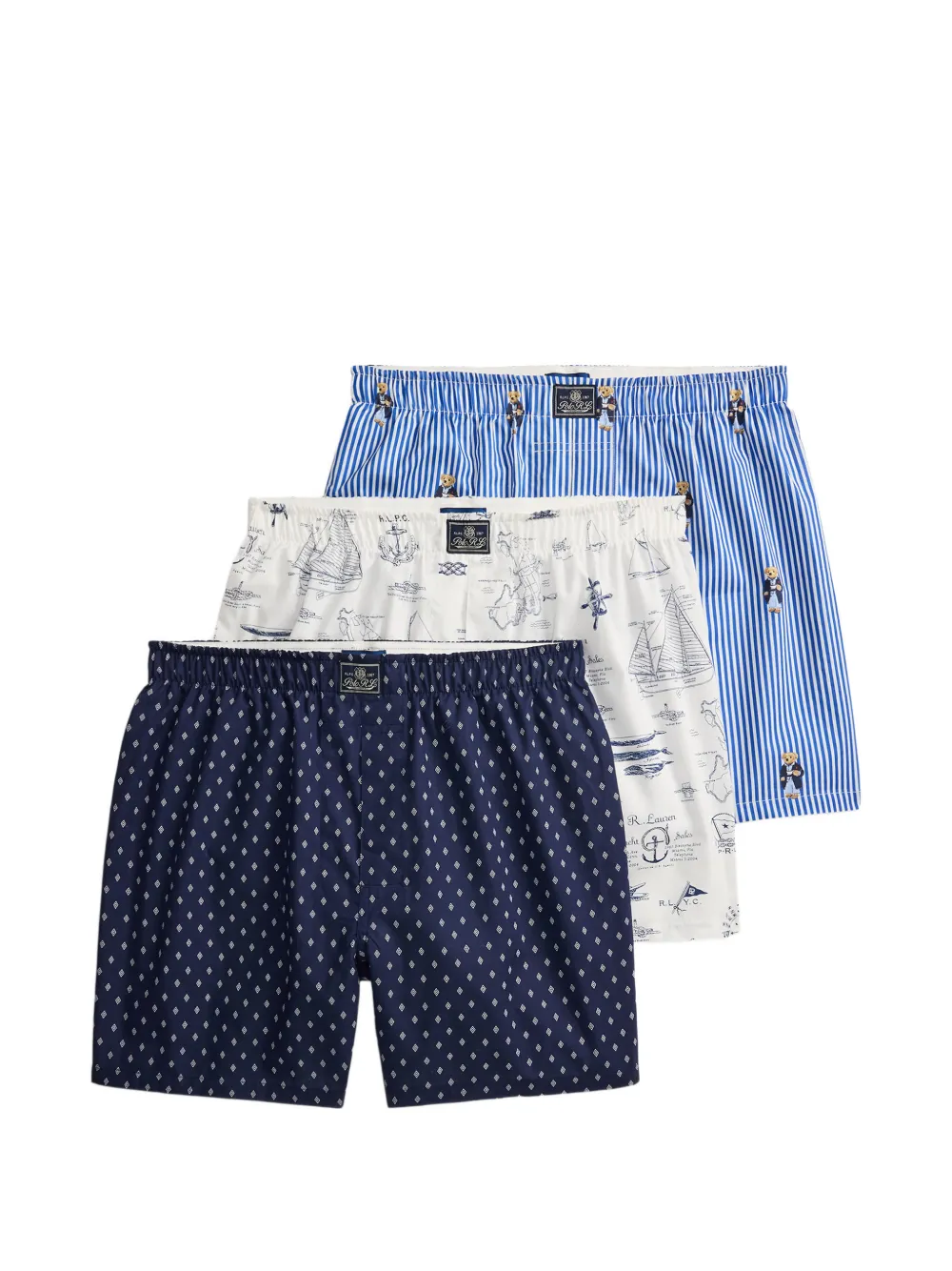 Polo Ralph Lauren Polo Bear geometric-print boxers (set of three) - Blu