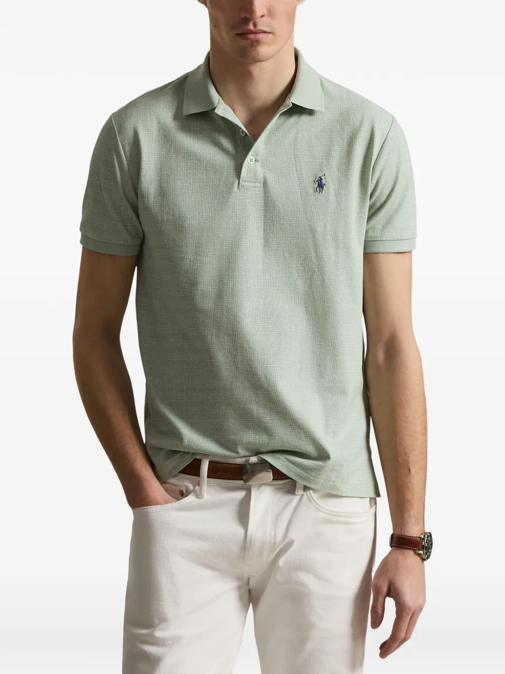 Polo Ralph Lauren Glen geruit poloshirt met geborduurd logo Groen