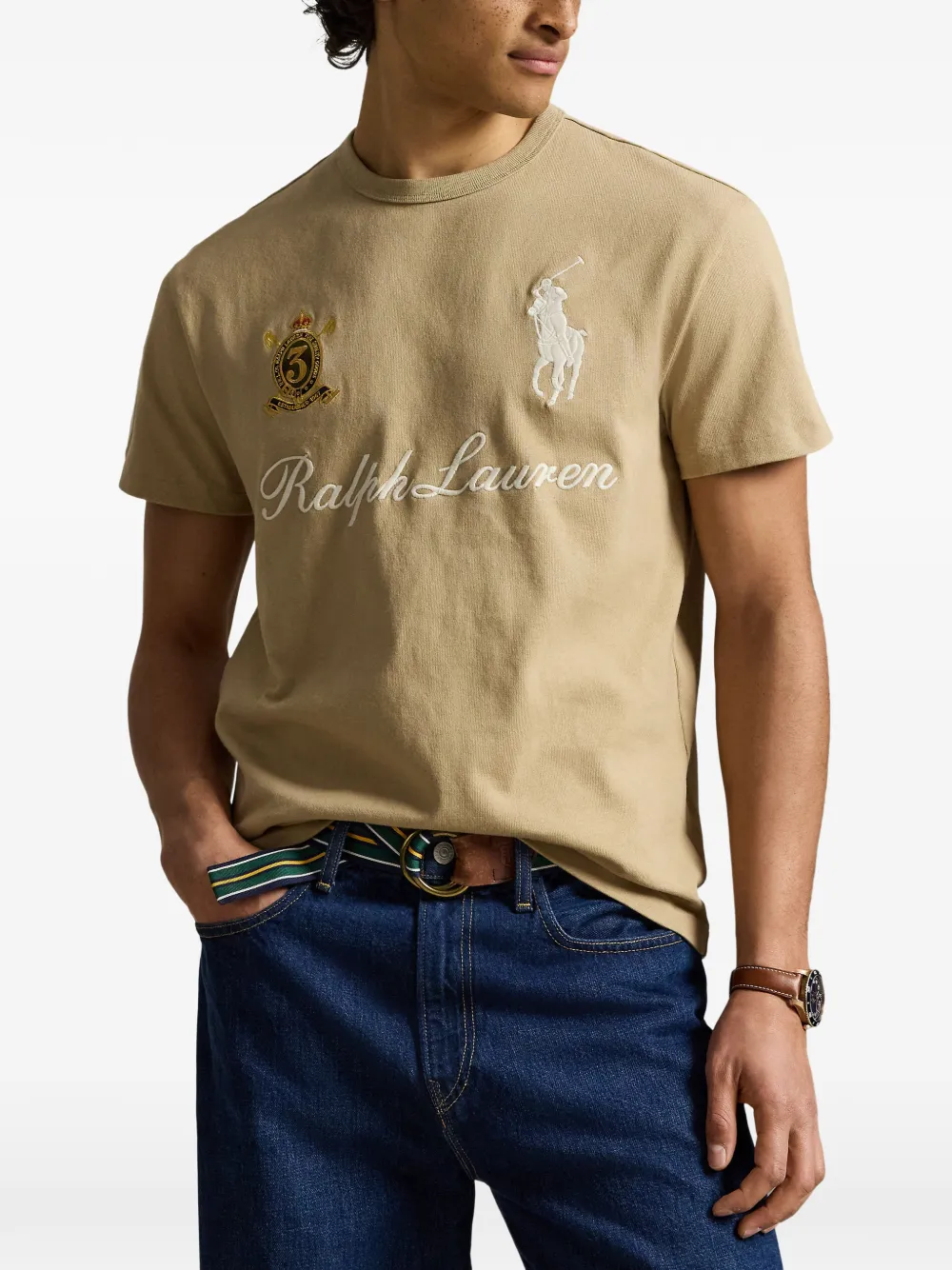 Polo Ralph Lauren Big Pony T-shirt met geborduurd logo Beige