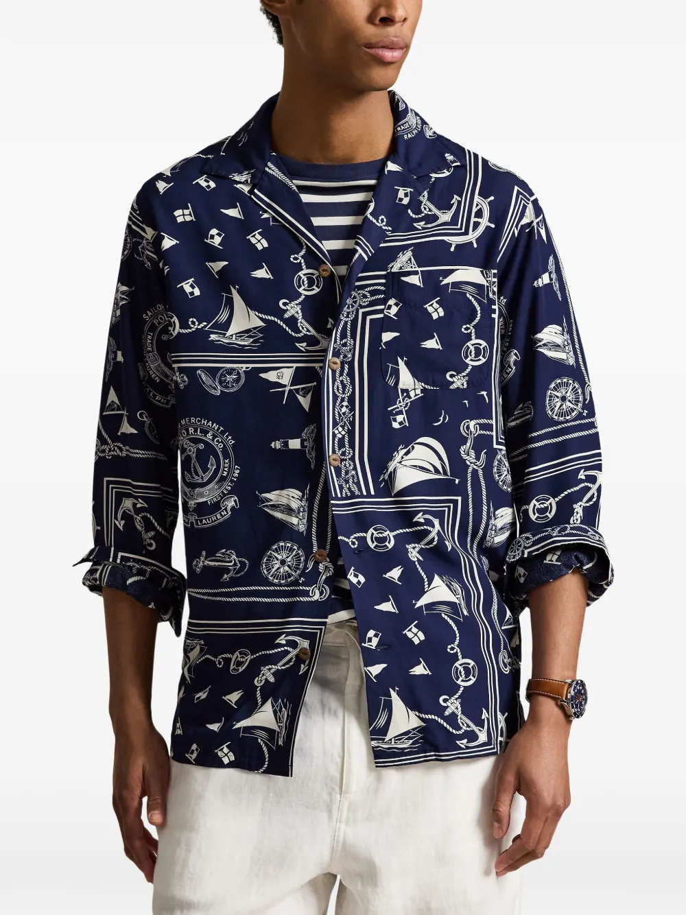 Polo Ralph Lauren Overhemd met patchwork en print Blauw