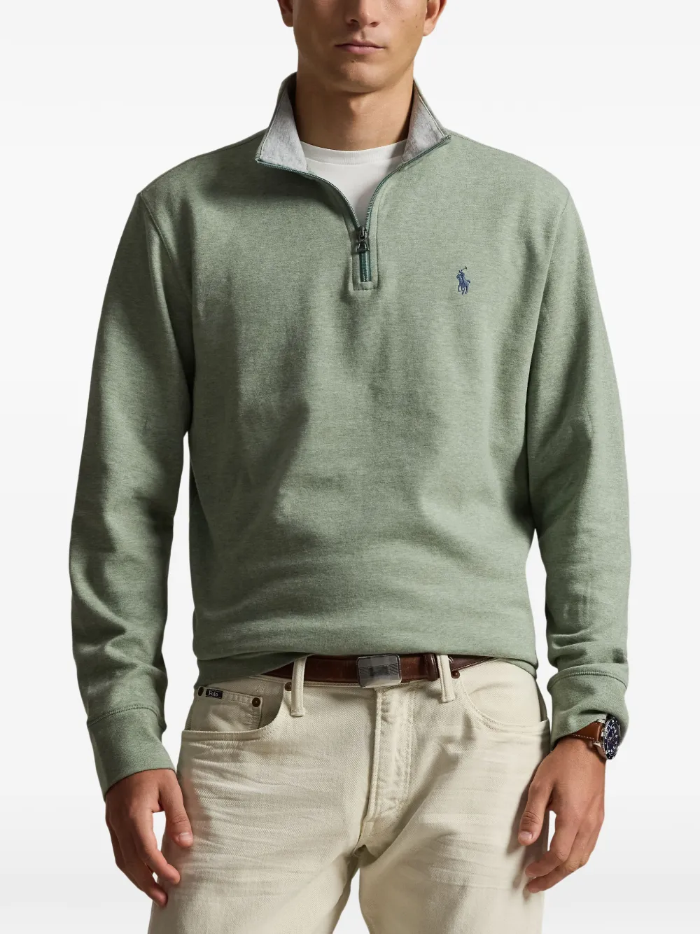 Polo Ralph Lauren Trui met geborduurd logo en kwartrits Groen