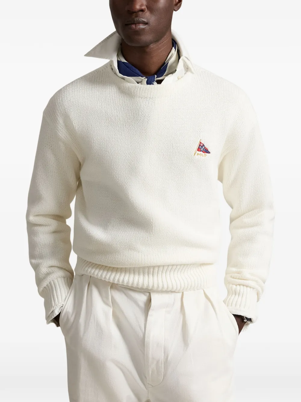 Polo Ralph Lauren Gebreide trui met geborduurd logo Beige
