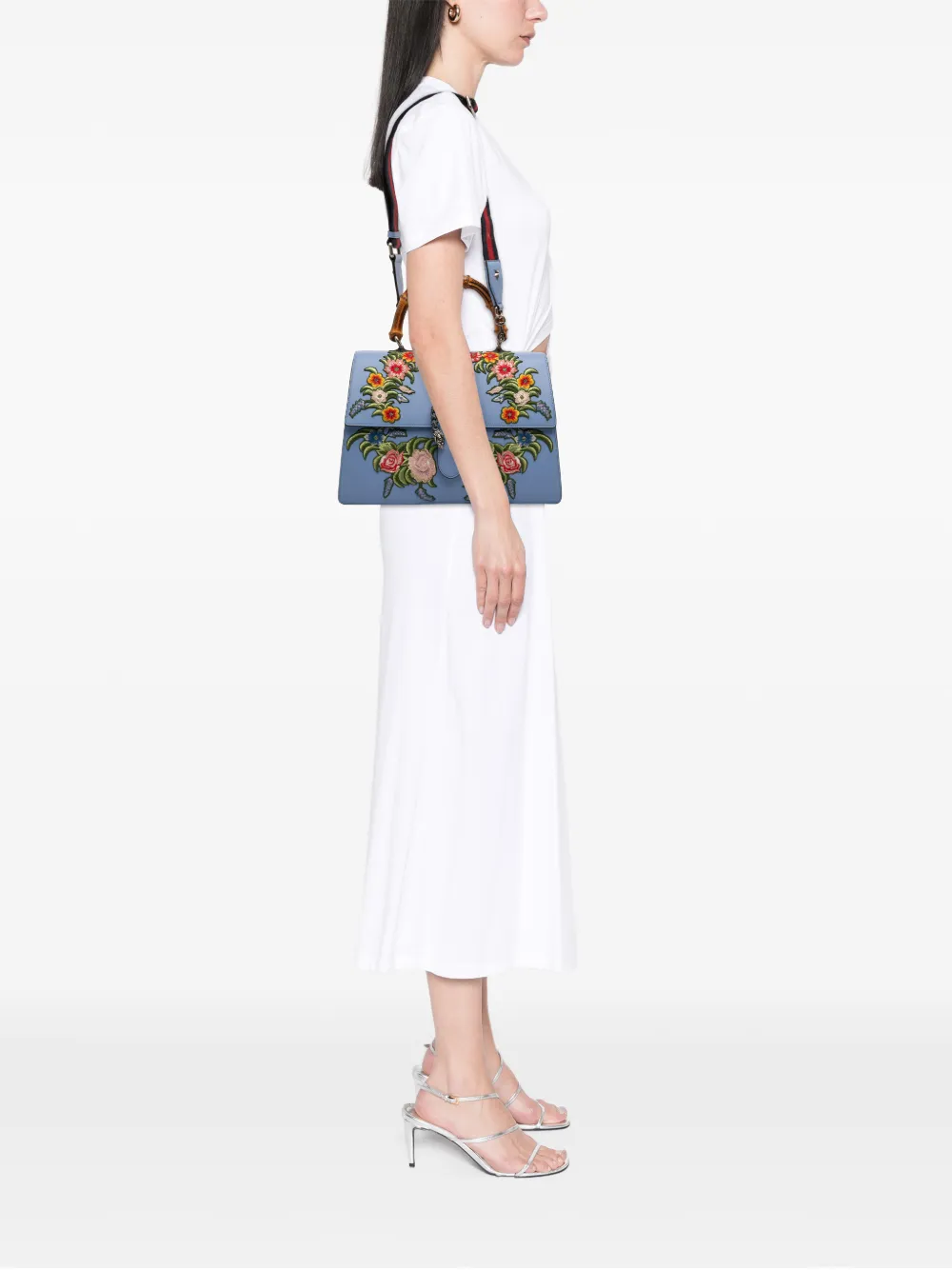  Gucci Pre-owned Bolso Satchel Dionysus Grande De Piel De Becerro Con Bordado Floral Y Tribanda Web 2016-2026 - Azul 