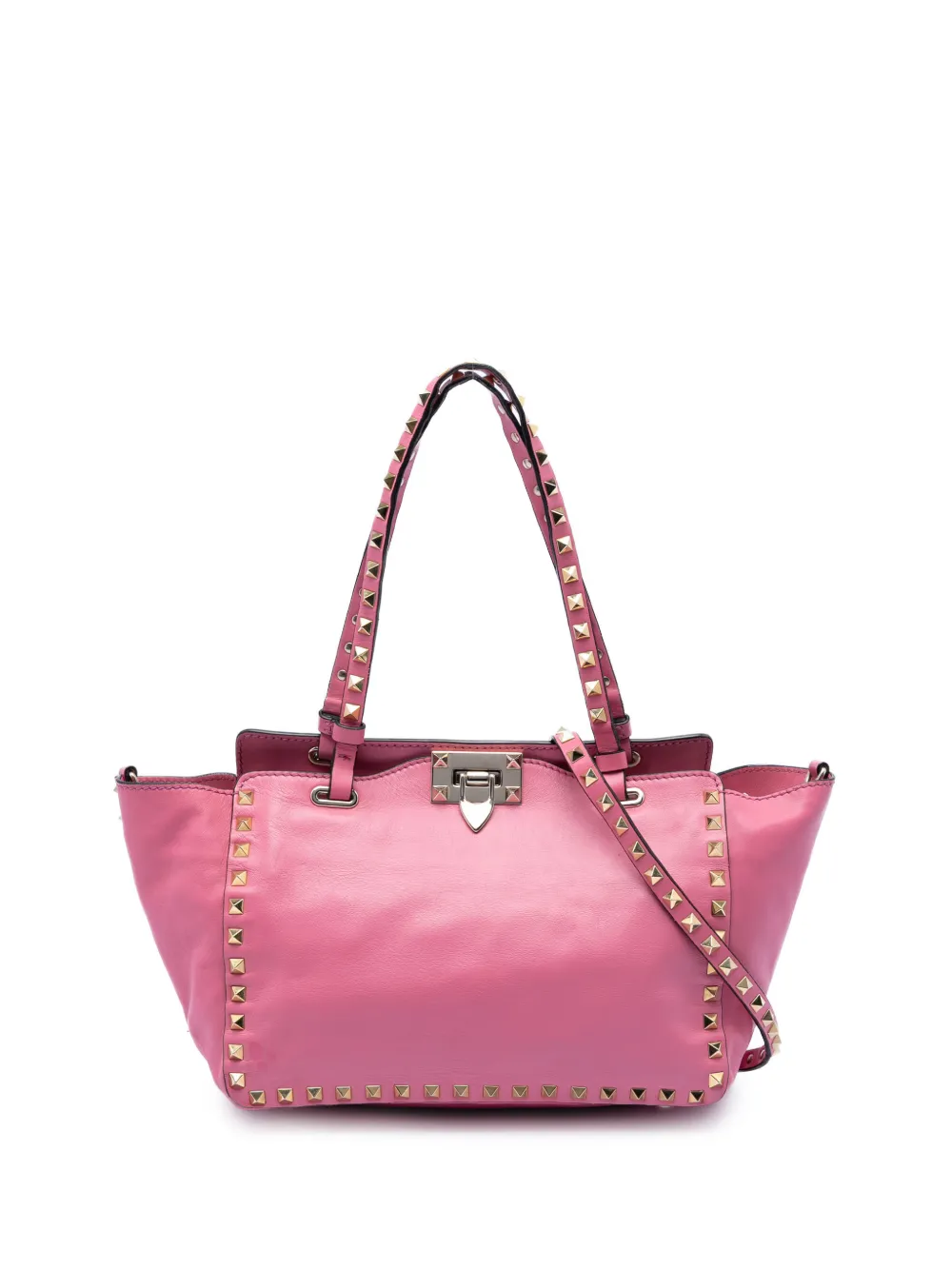 Valentino Garavani Pre-Owned 2000-2017 Small Leather Rockstud Trapeze satchel - Rosa