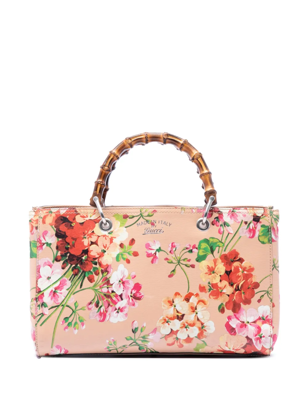 Gucci Pre-Owned 2016-2026 Medium Calfskin Blooms Bamboo Shopper satchel - Rosa