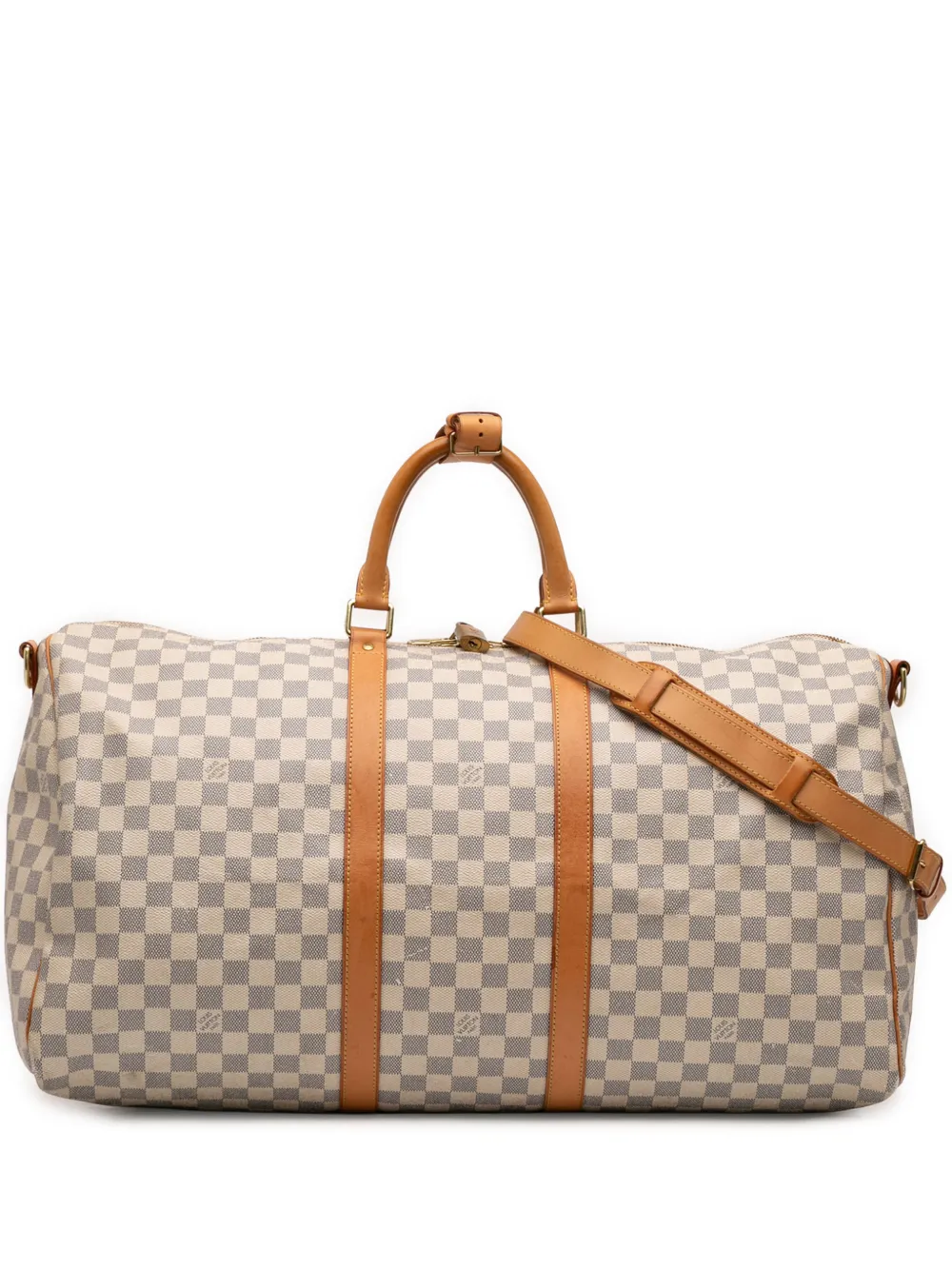 Louis Vuitton Pre-Owned 2012 Damier Azur Keepall Bandouliere 55 travel bag - Bianco