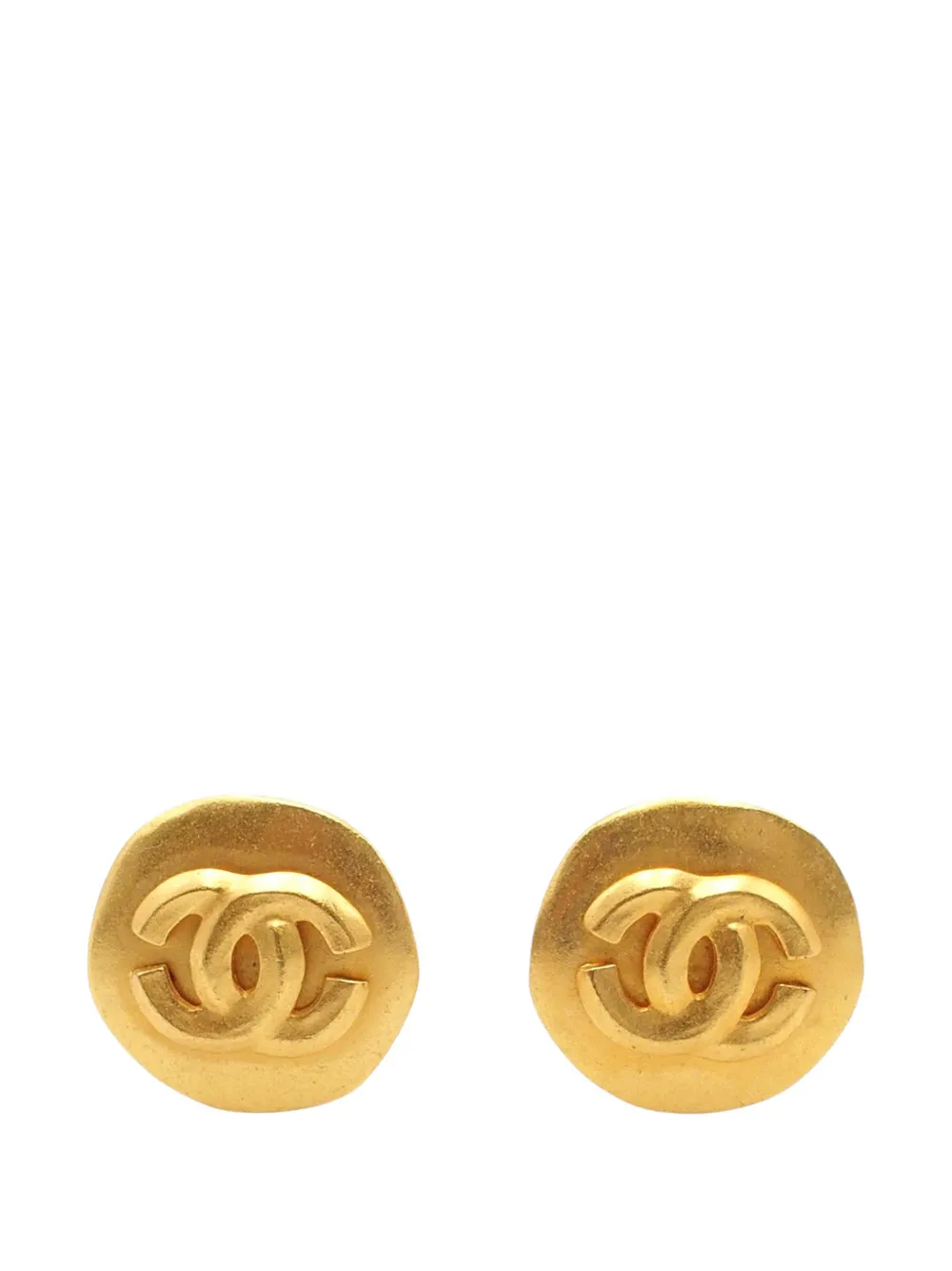 CHANEL Pre-Owned 1996 CC Gold Plated Round Clip On Earrings costume earrings