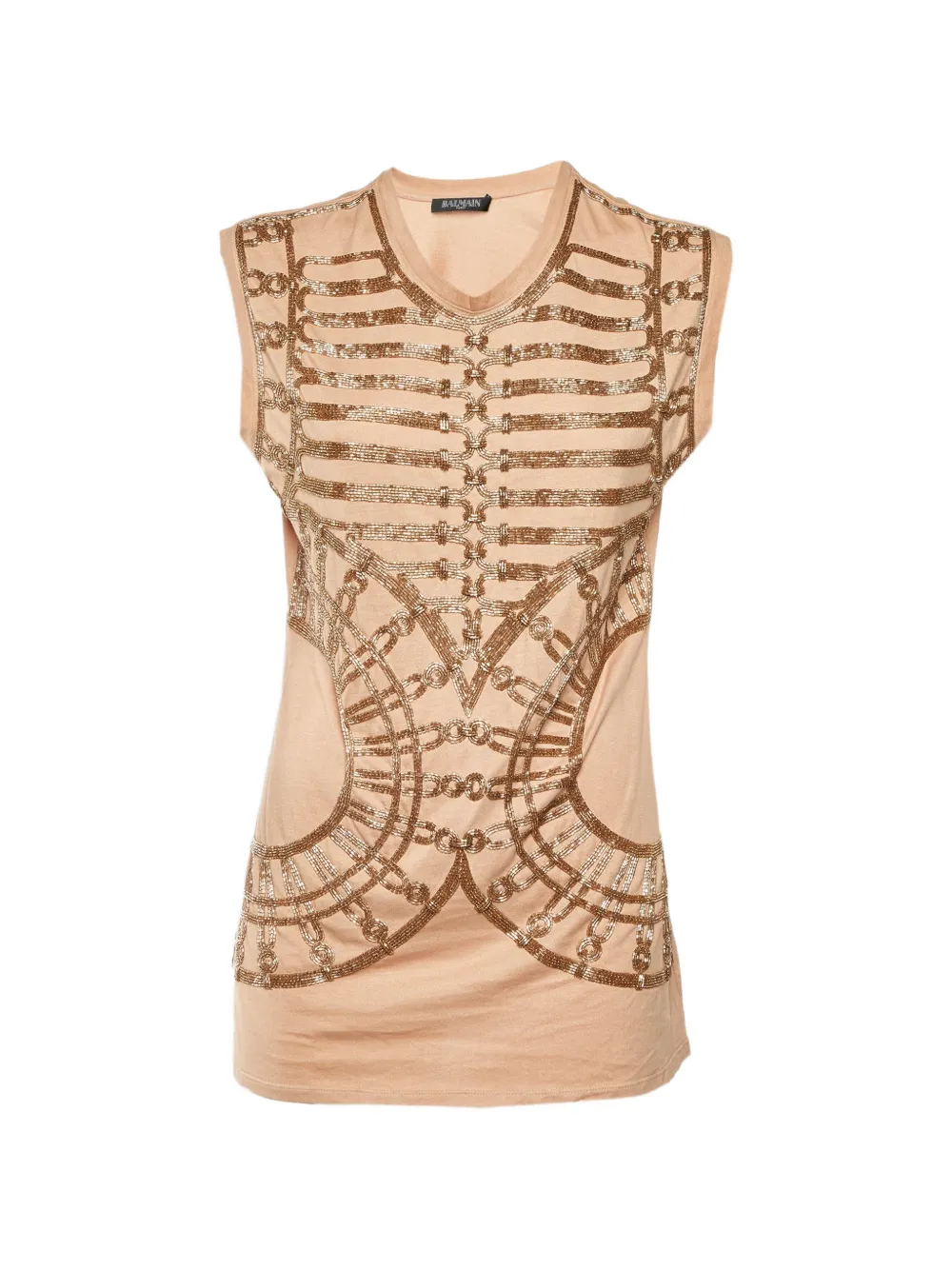 Balmain Pre-Owned bead-embellished sleeveless top - Nude