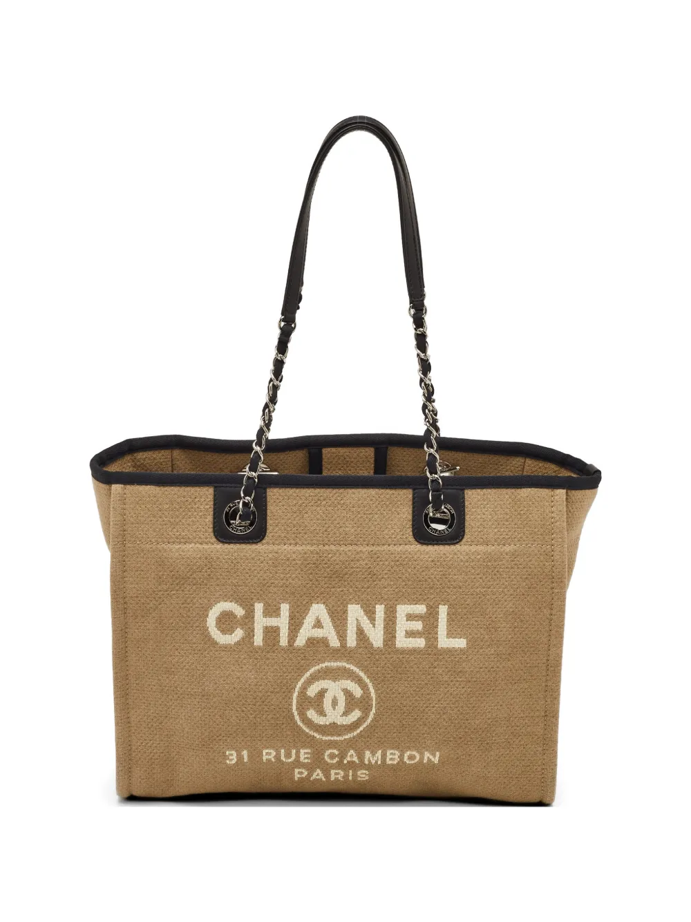 CHANEL Pre-Owned Deauville logo-print tote bag - Nude