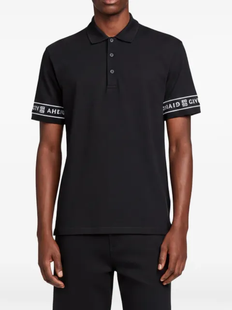 Givenchy Pre-Owned logo tape pique knit polo shirt
