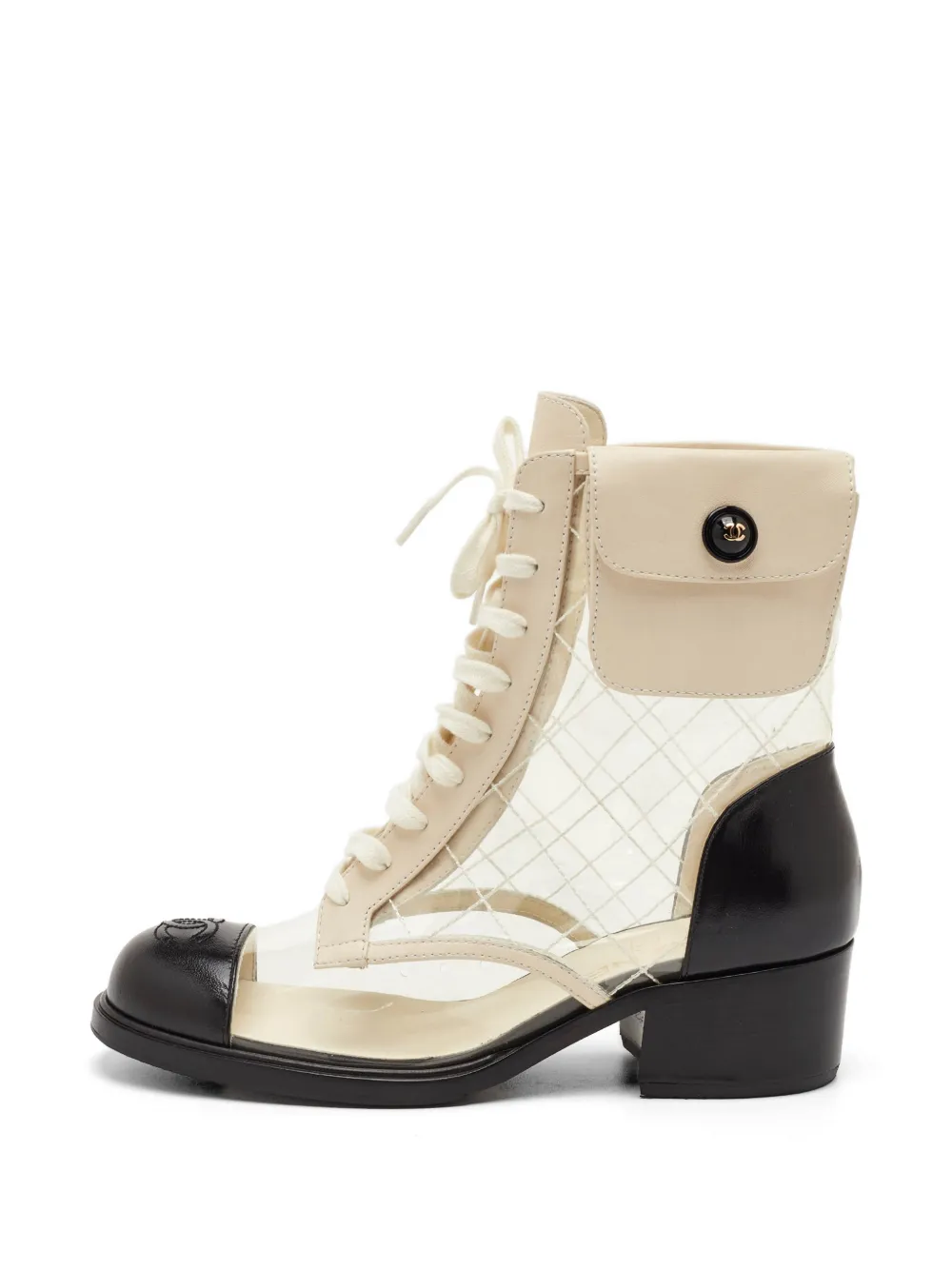 CHANEL Pre-Owned CC pocket lace-up ankle boots - Weiß