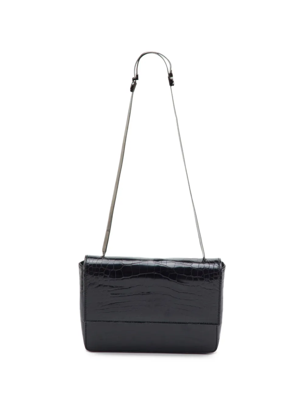 Gucci Pre-Owned croc-embossed flap shoulder bag - Schwarz