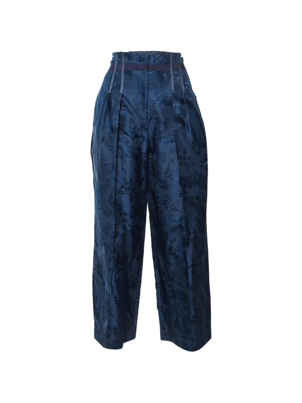 Prada Pre-Owned floral-jacquard pleated trousers - Blu