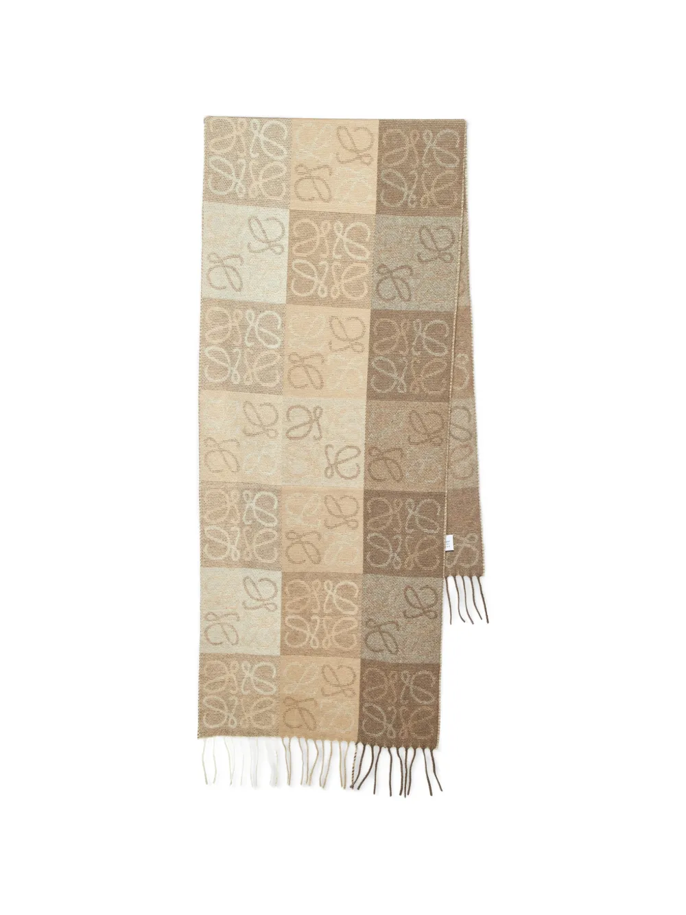 Loewe Pre-Owned anagram fringe scarf - Nude