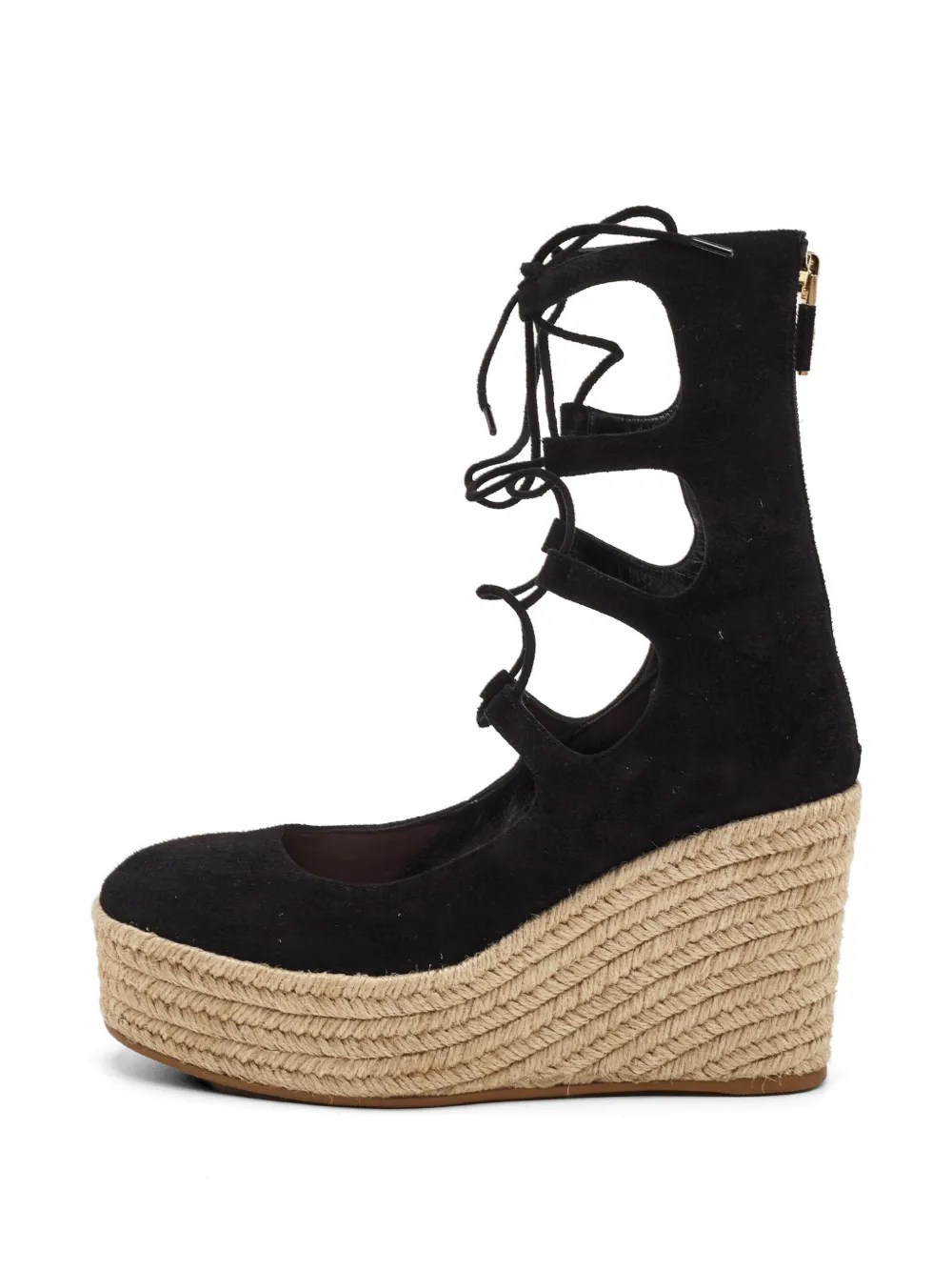 Christian Dior Pre-Owned lace-up wedge espadrille sandals - Schwarz