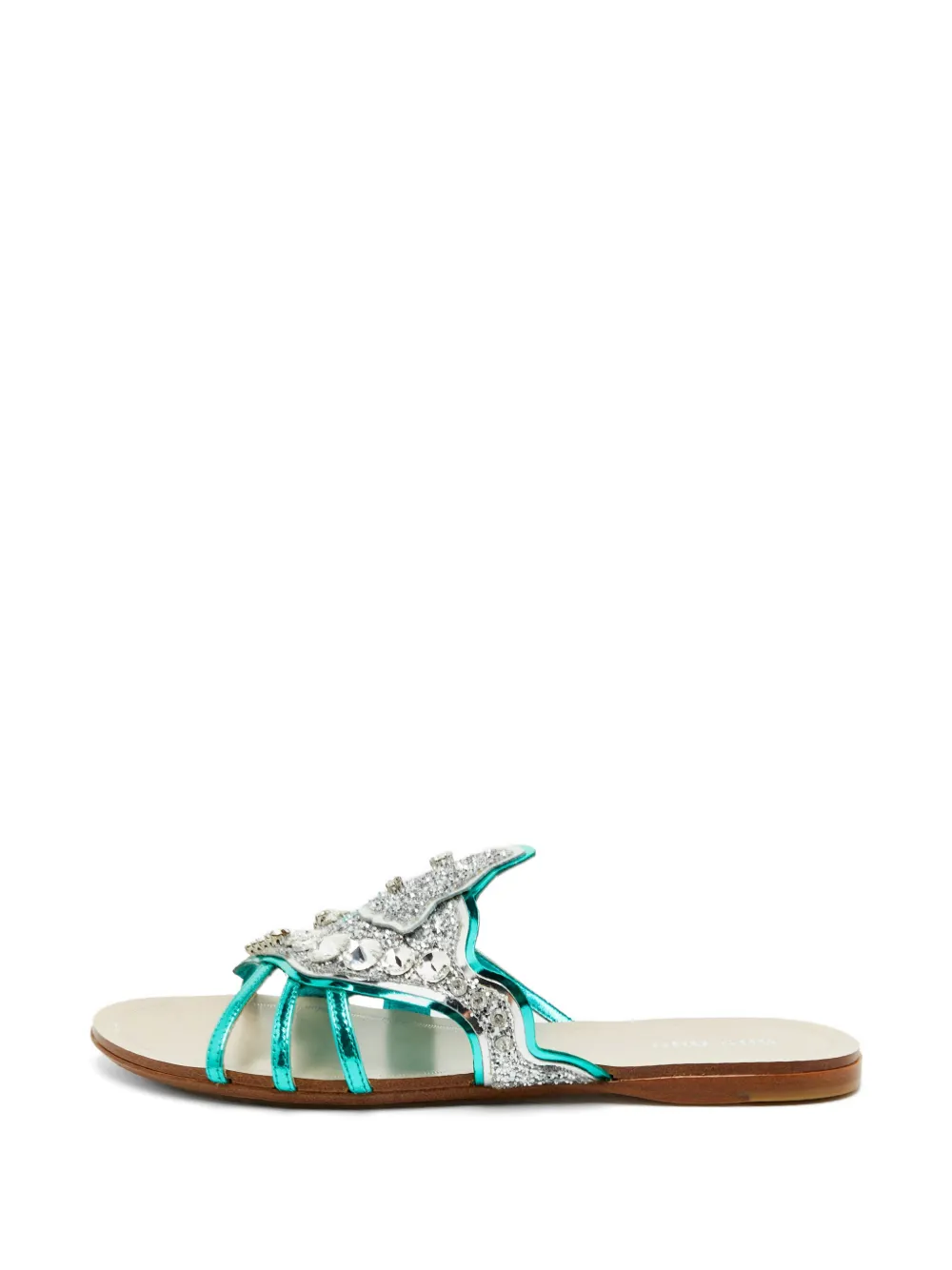 Miu Miu Pre-Owned embellished flat sandals - Argento