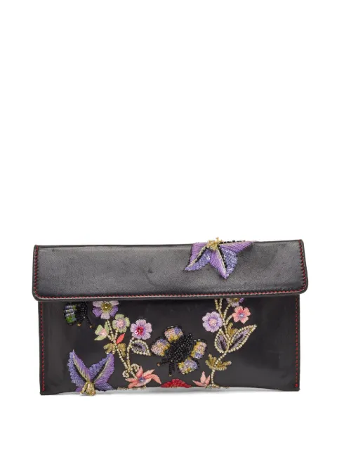 Giorgio Armani Pre-Owned embroidered leather clutch bag