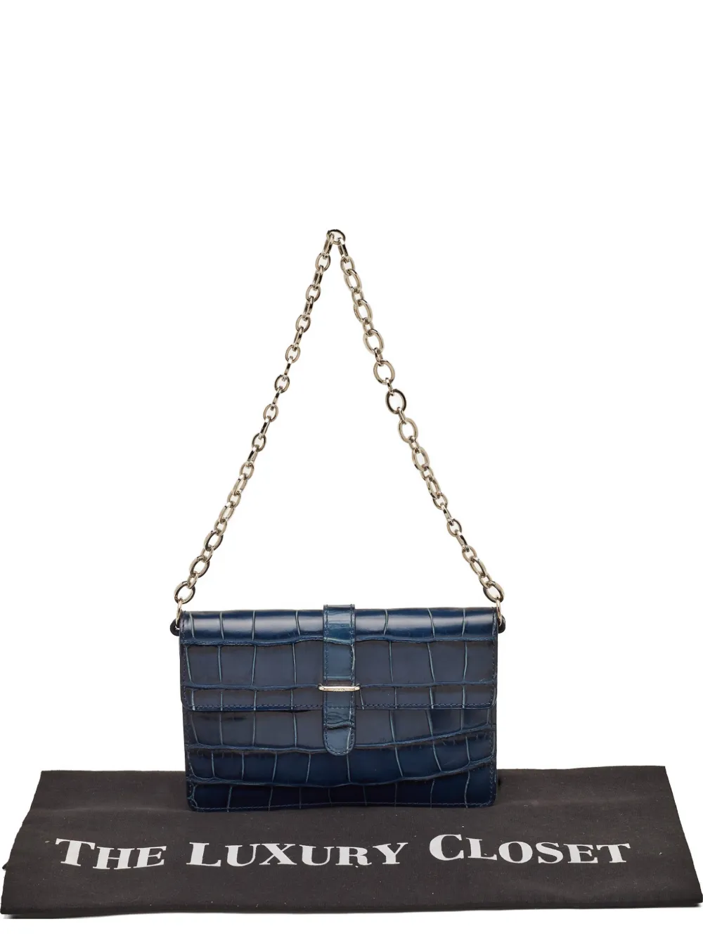 Furla Greta croc-embossed clutch bag - Blu